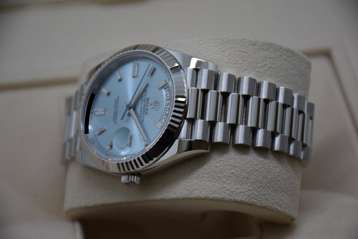 Rolex Day-Date 40 Platin Baguette