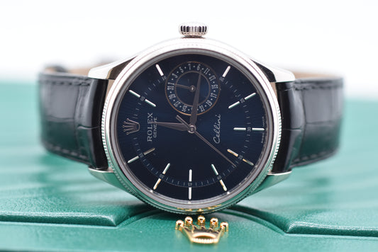 Rolex Cellini Date Whitegold Blue Dial