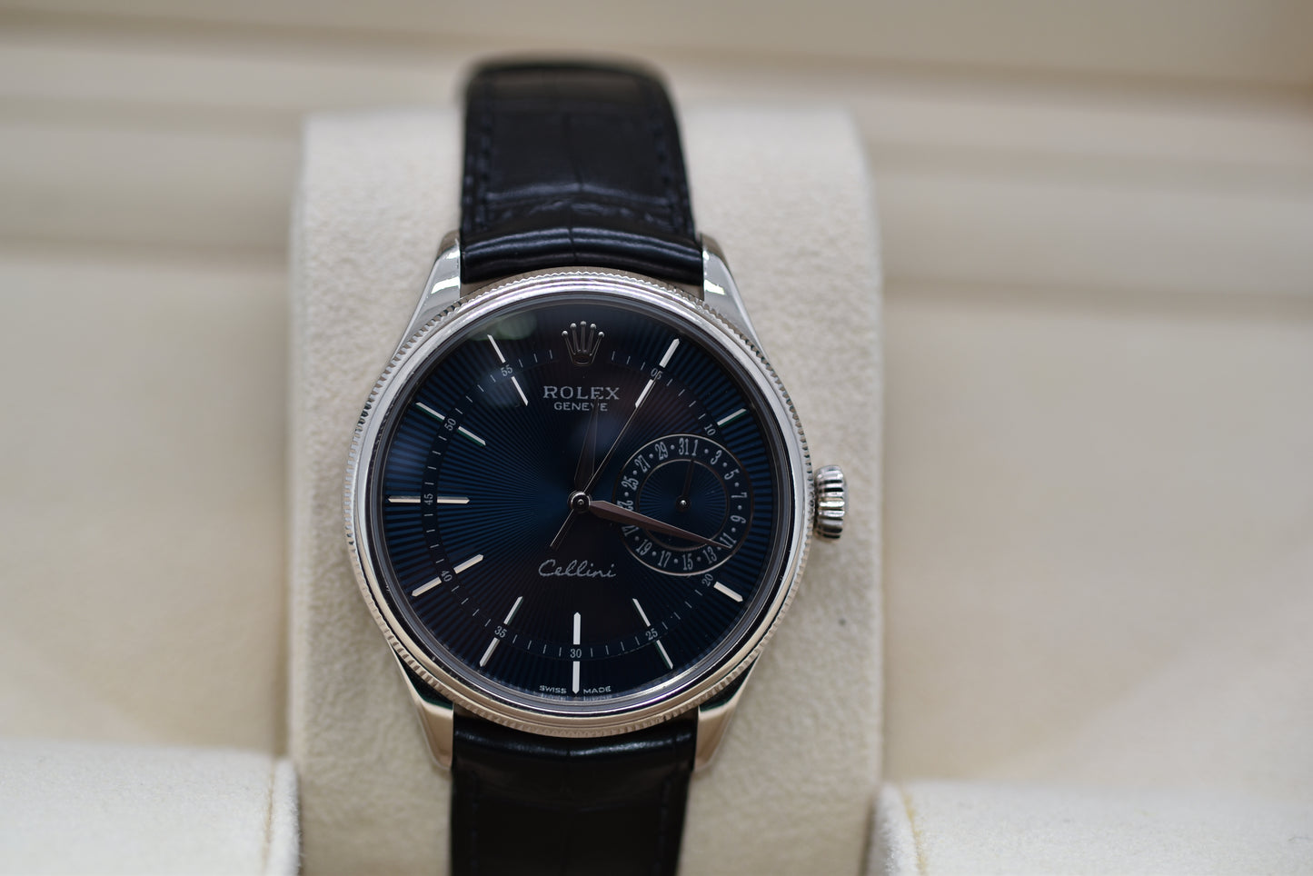 Rolex Cellini Date Whitegold Blue Dial