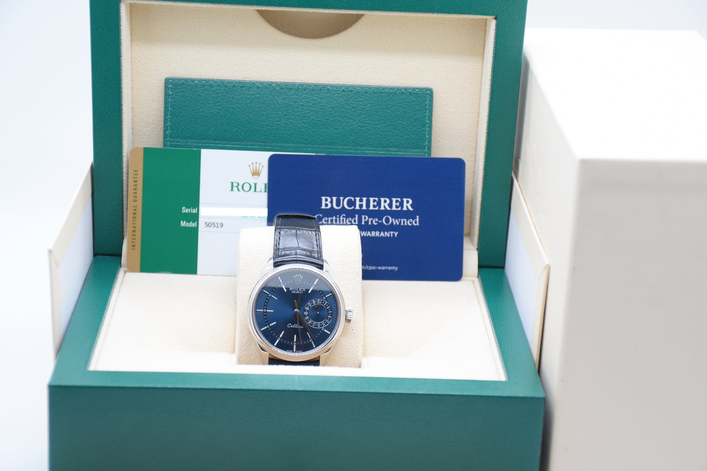 Rolex Cellini Date Whitegold Blue Dial